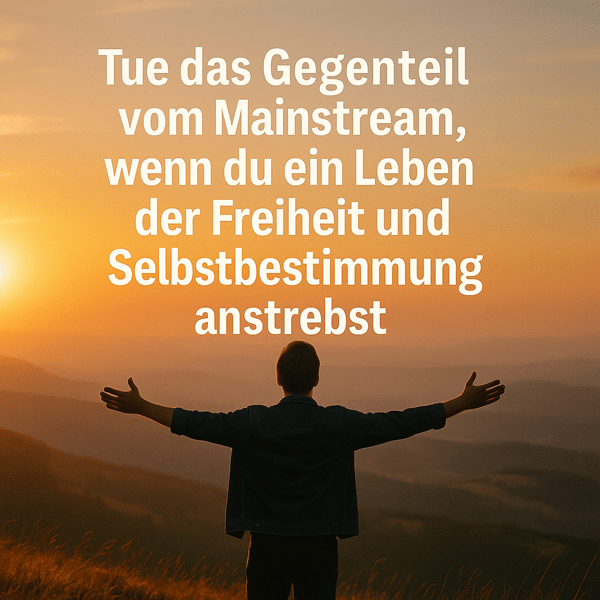 Tue das Gegenteil vom Mainstream, wenn du ein Leben der Freiheit und Selbstbestimmung anstrebst