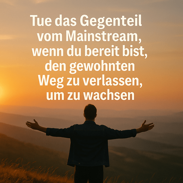 Tue das Gegenteil vom Mainstream, wenn du bereit bist, den gewohnten Weg zu verlassen, um zu wachsen